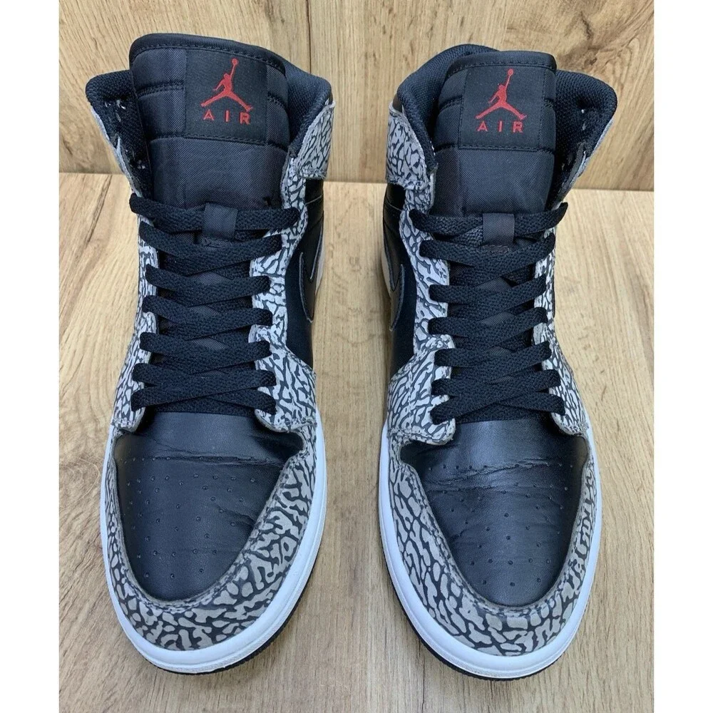 Nike Air Jordan 1 Retro High OG Elephant Print Black Cement 839115-013 Size 10